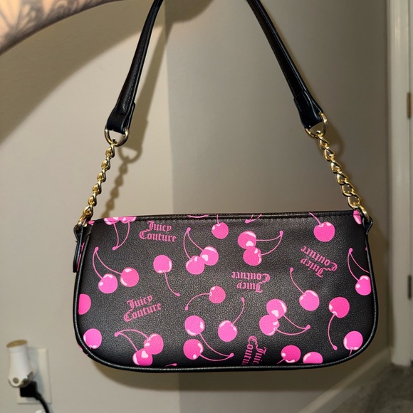 Juicy Couture Black and Pink Cherry Shoulder Bag - Picture 2 of 6
